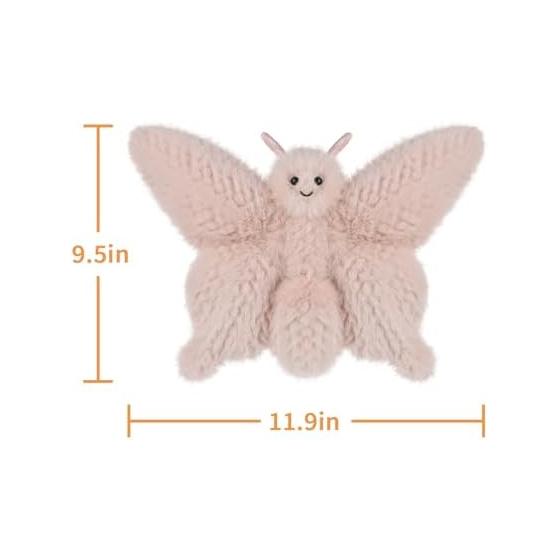 Peluche Abricot Agneau Rose Élégant Papillon, Doux, Mignon, Moelleux, 24cm