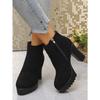 High Heeled Booties Plus Size 2025 Winter New Round Toe Vintage Side Zipper Fashion Boots for Women