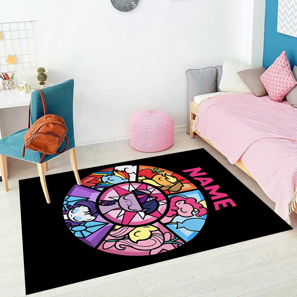 Little Pony (8) Customize your name rug, office chair cushion, home bedroom living room gift.