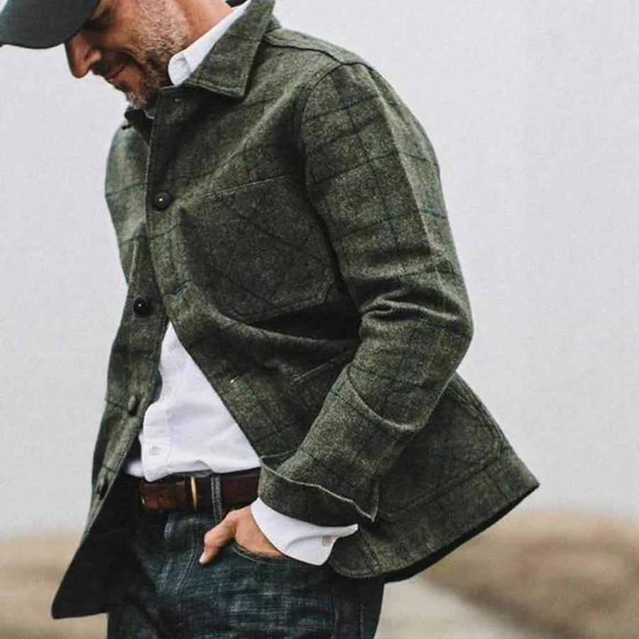 Herren Karo Lässiger Blazer Mantel Frühling Herbst Mode Winddichte Anzugjacke Langarm Oberbekleidung