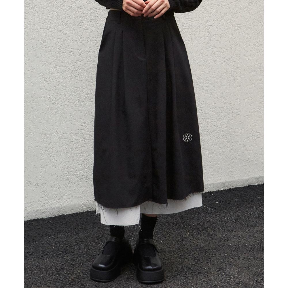 

NICKNICOLE NICOLE PINTUCK LAYERED LONG SKIRTBLACK