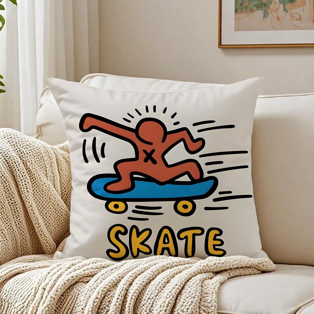 Fashion Graffiti Funny Sports Skateboarding Cushion Cover Pillowcase Antidustmite living Room Sofa Decor Cushion Room