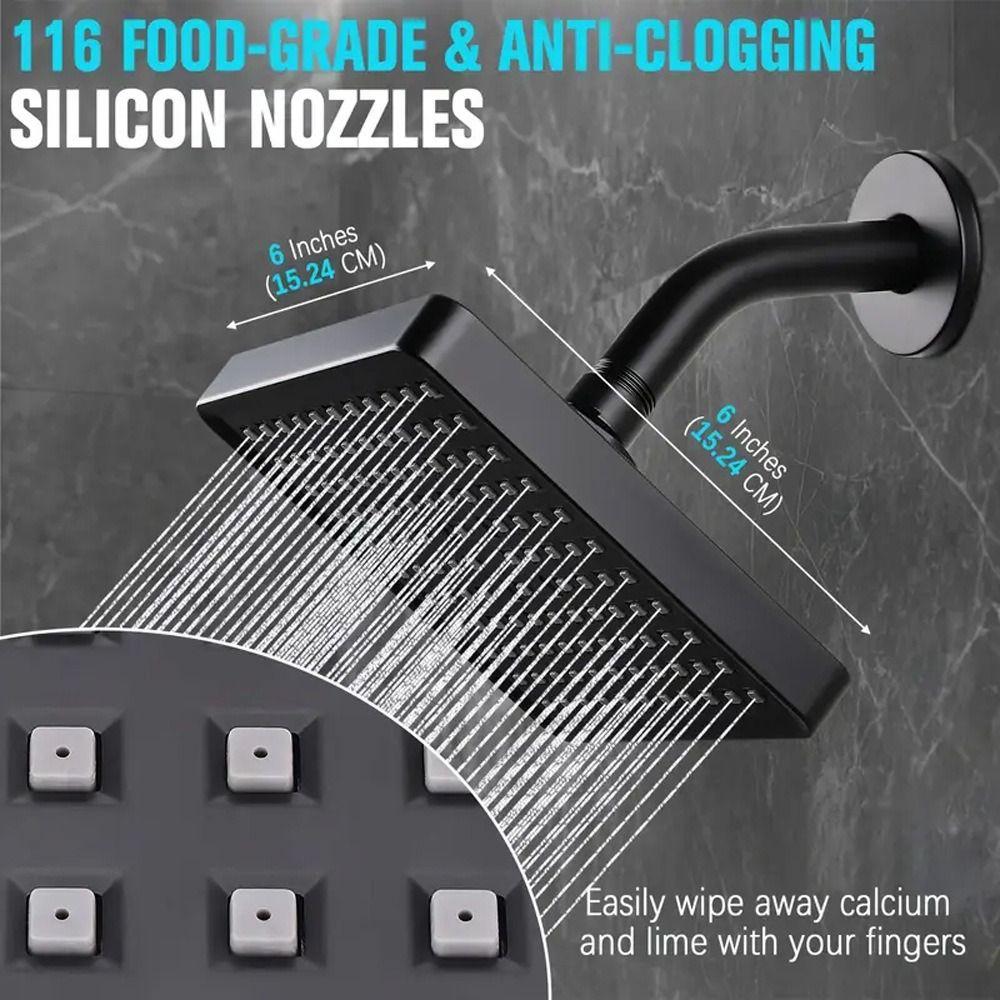 Easy Install Water Saving Rain Shower Head High Flow Adjustable Shower Head Square High Pressure Bathroom Shower Head SPA