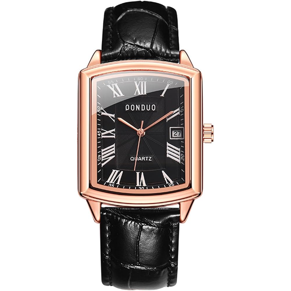 Square Men s Watch Analog Waterproof Leather Strap Antique Simple Stylish Square Design