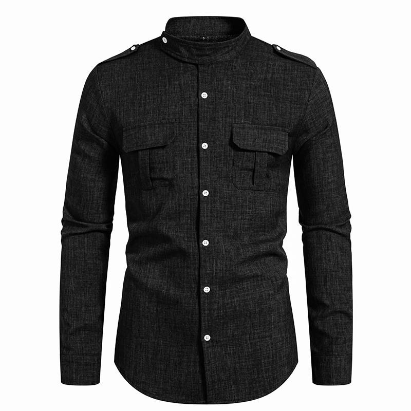 Cozy Up Herren Langarmshirt mit Dreiecksausschnitt und Tasche in Kontrastfarbe