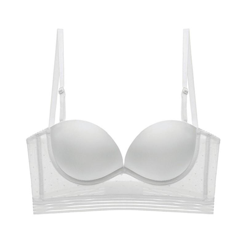 Womens U-Back Seamless Lace Bralette With Removable Straps Soft Underwire Push-Up Support Small Bust