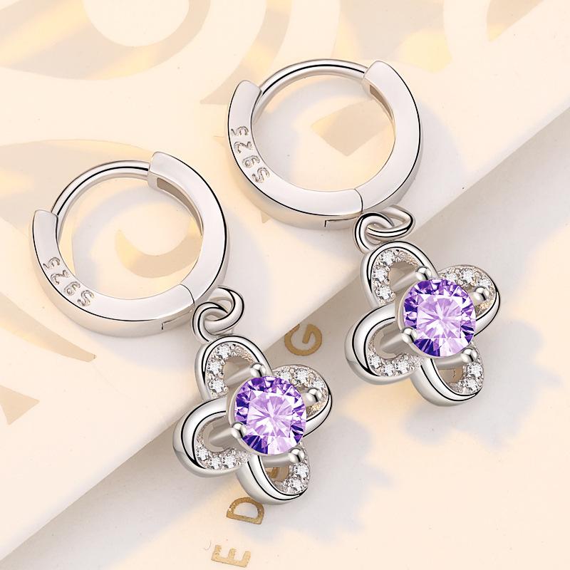 New 925 Silver Stud Earrings AAA Zircon High Quality For Women's Wedding Fine Jewelry Accessories Party Gift