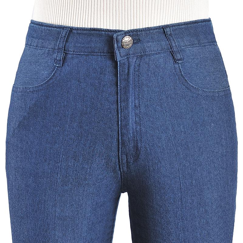 

Женские джинсы с высокой эластичной талией и прямыми штанинами - Весенне-осенние, Свободного кроя, Летний тонкий стиль для женщин среднего и пожилого возраста. Waist 38