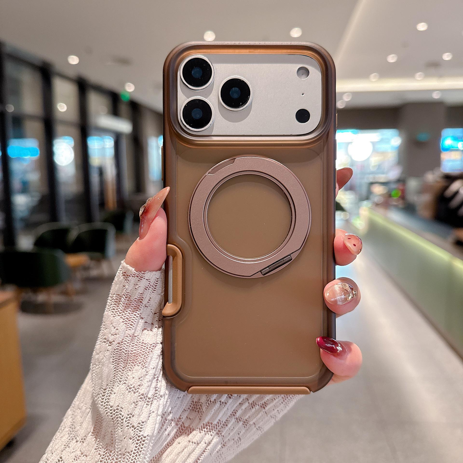 

Popular new products are suitable for IPhone17PM 360 thick bracket mobile phone case, skin feeling anti-drop mobile phone case SAM S25 Ultra 5G коричневий