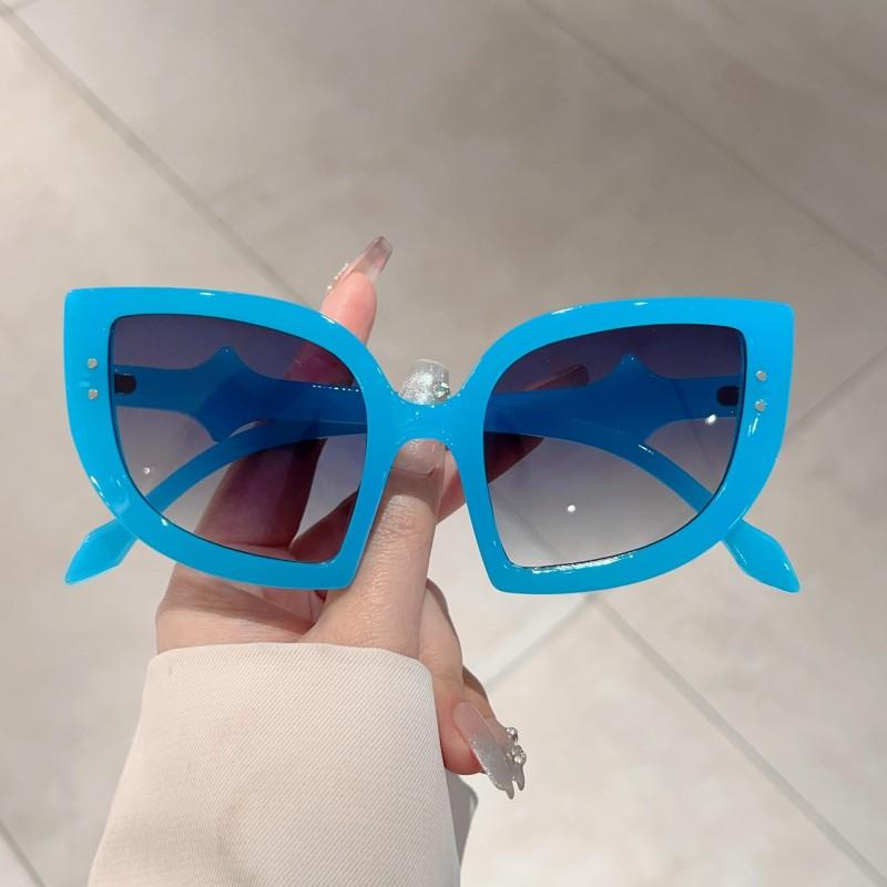 Cat Eye Sunglasses Women Fashion Halloween Party Gradient Decor Shades Trendy Brand Design Candy Color Rim Sun Glasses