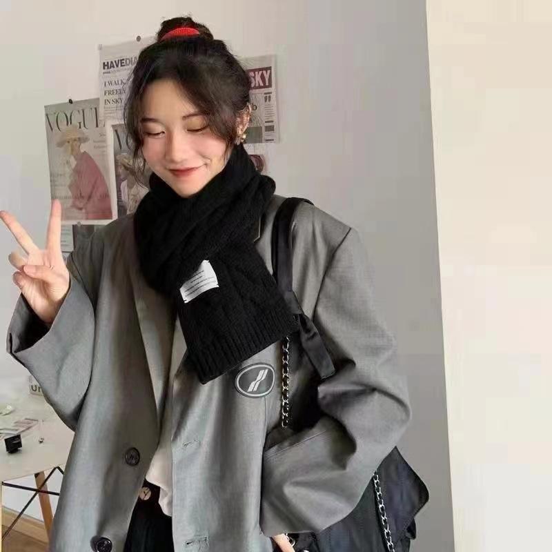 Rainbow color autumn and winter new scarf women's winter outer warm Korean version versatile solid color knitted neck scarf