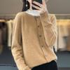 Women's Loose Cashmere Wool Cardigan – Autumn/Winter Osmanthus Stitch Knit Top