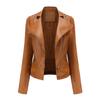 Lederjacke Damen Langärmelige Modejacke Revers Dünn Frühling und Herbst Damenjacke