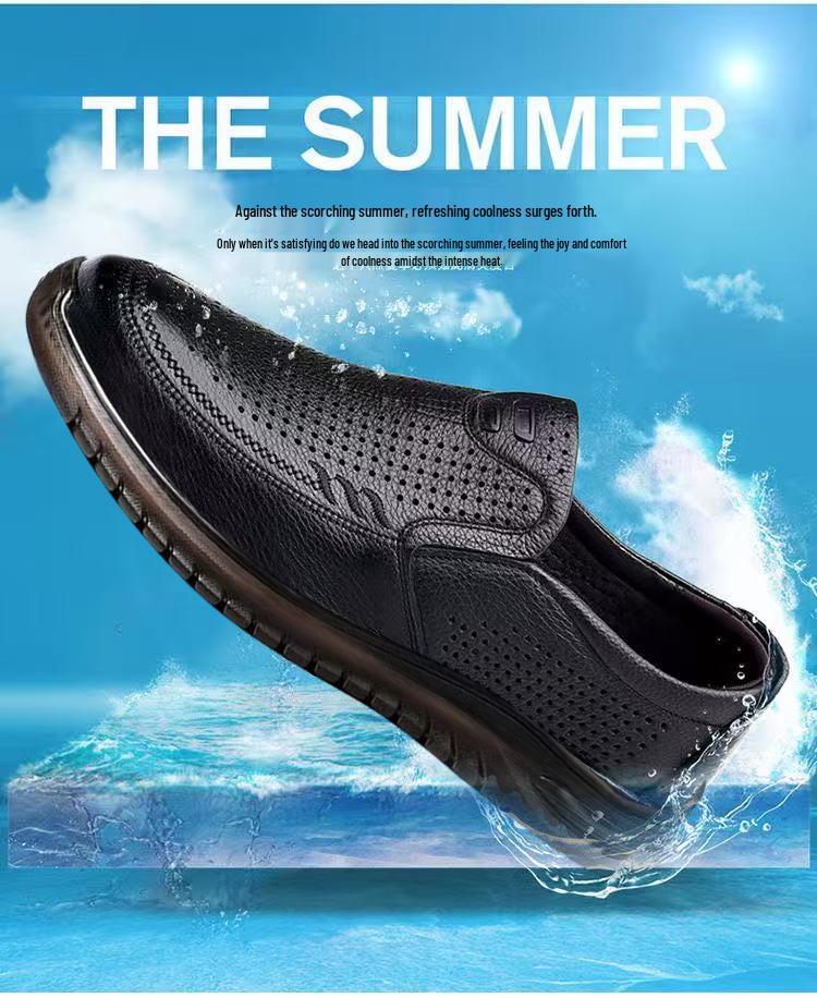2026 Men's Breathable Soft Sole Slip-On Casual Shoes with Comfortable Rubber Perforated Design