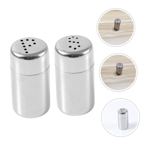 Alipis Stainless Steel Condiment Containers, Compact Salt and Pepper Shakers with Wear-Resistant Airtight Lids for Home and Outdoor Use, Set of 2
