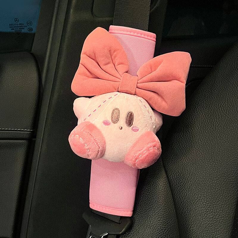 Car Safety Belt Shoulder Pad Cover Cute Kirby Doll Anti-Strangulation Cartoon Creative Safety Belt Protective Case for Women Pink
