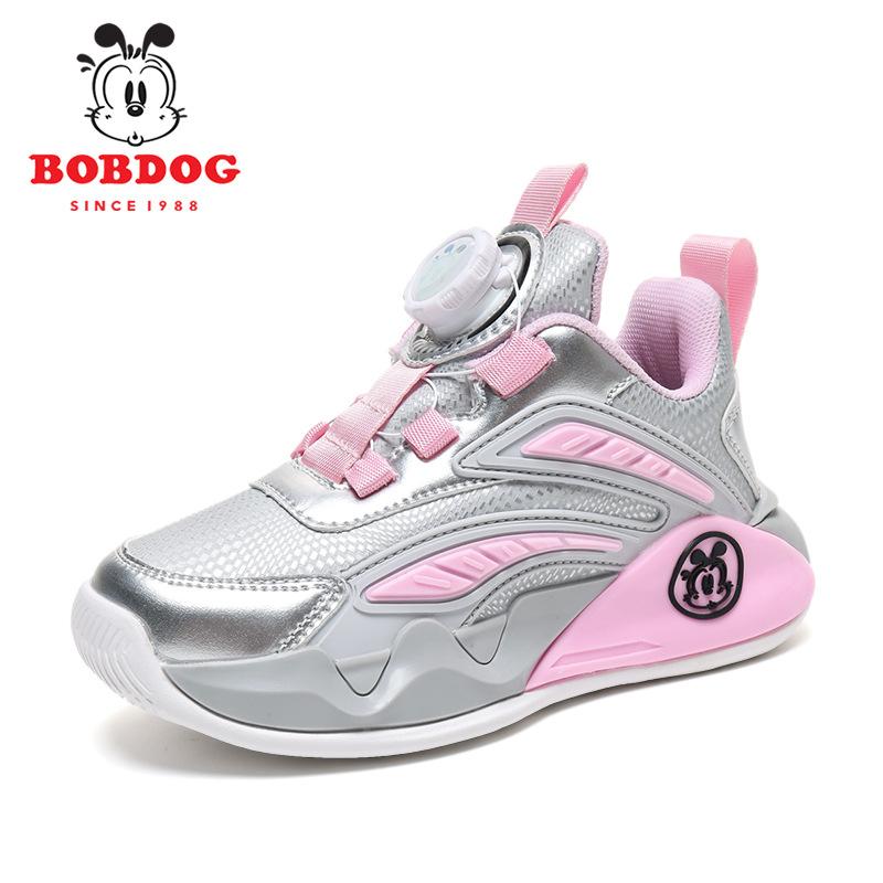 Babu Bean Girls Shoes Leather Surface Autumn and Winter New Children's Sports Shoes Non-slip Soft Sole Medium and Elderly Light Running Shoes