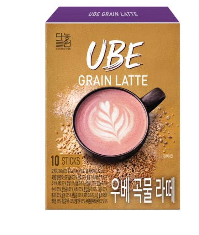 Danongwon Ube Grain Latte Sticks – Creamy Purple Yam Multigrain Latte 10 Sticks 1 box