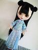 Dolly Para Blythe Outfit Azone Kompatibel Cheongsam Blau mit Perlenstickerei OB24/Licca-chan