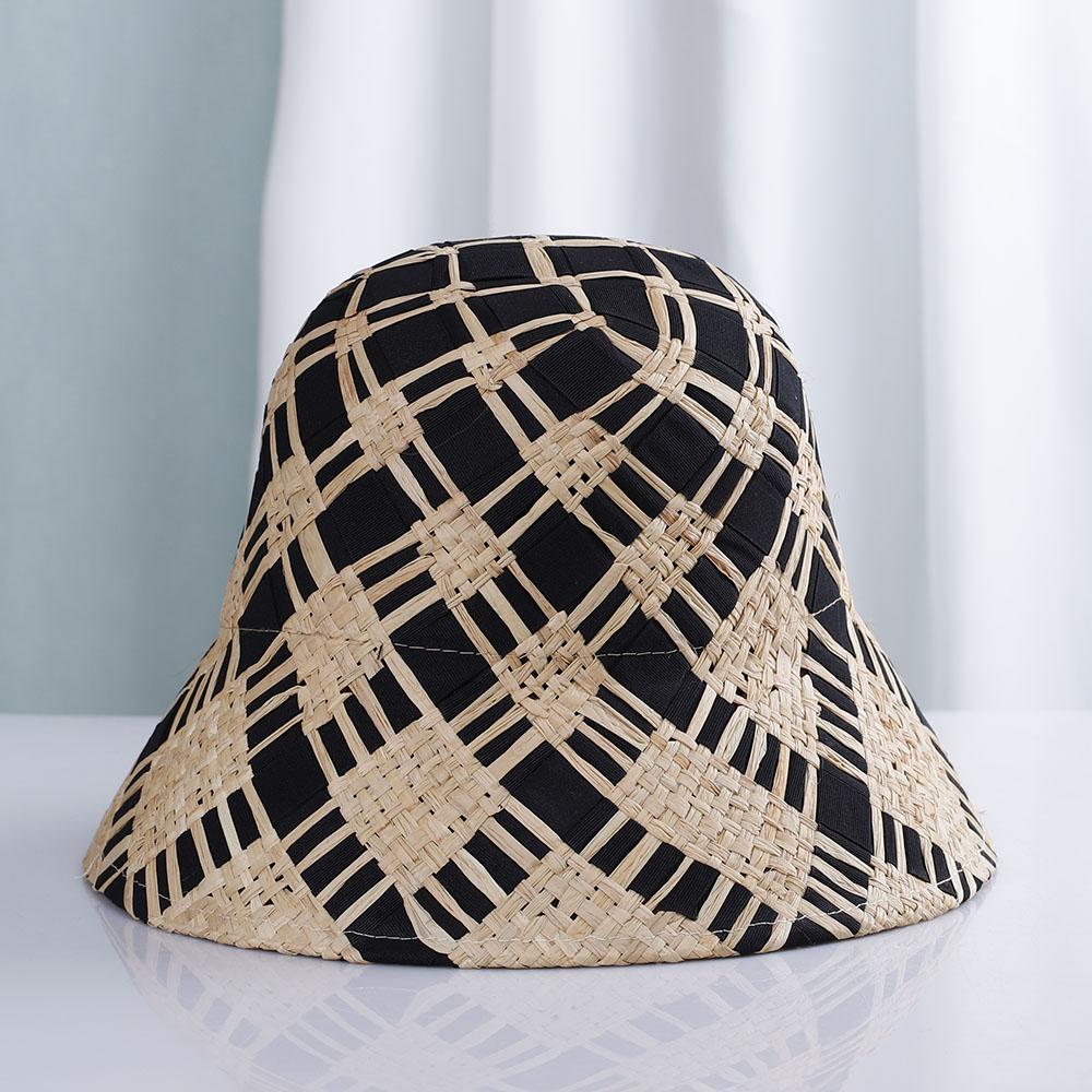 

2022 Женские шляпы-ведра из соломы Лафит Панамы Защита от УФ-лучей Солнцезащитный козырек Пляжные шляпы модные Козырьки Складная женская летняя шляпа от солнца 56-58cm
