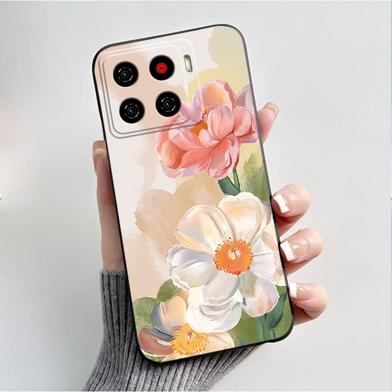 Printing Pattern Case For ZTE Blade A56 Z2473 Nubia A56 Soft Silicone Black Shell Cover For Blade A56 Pro Cute Flower Casing