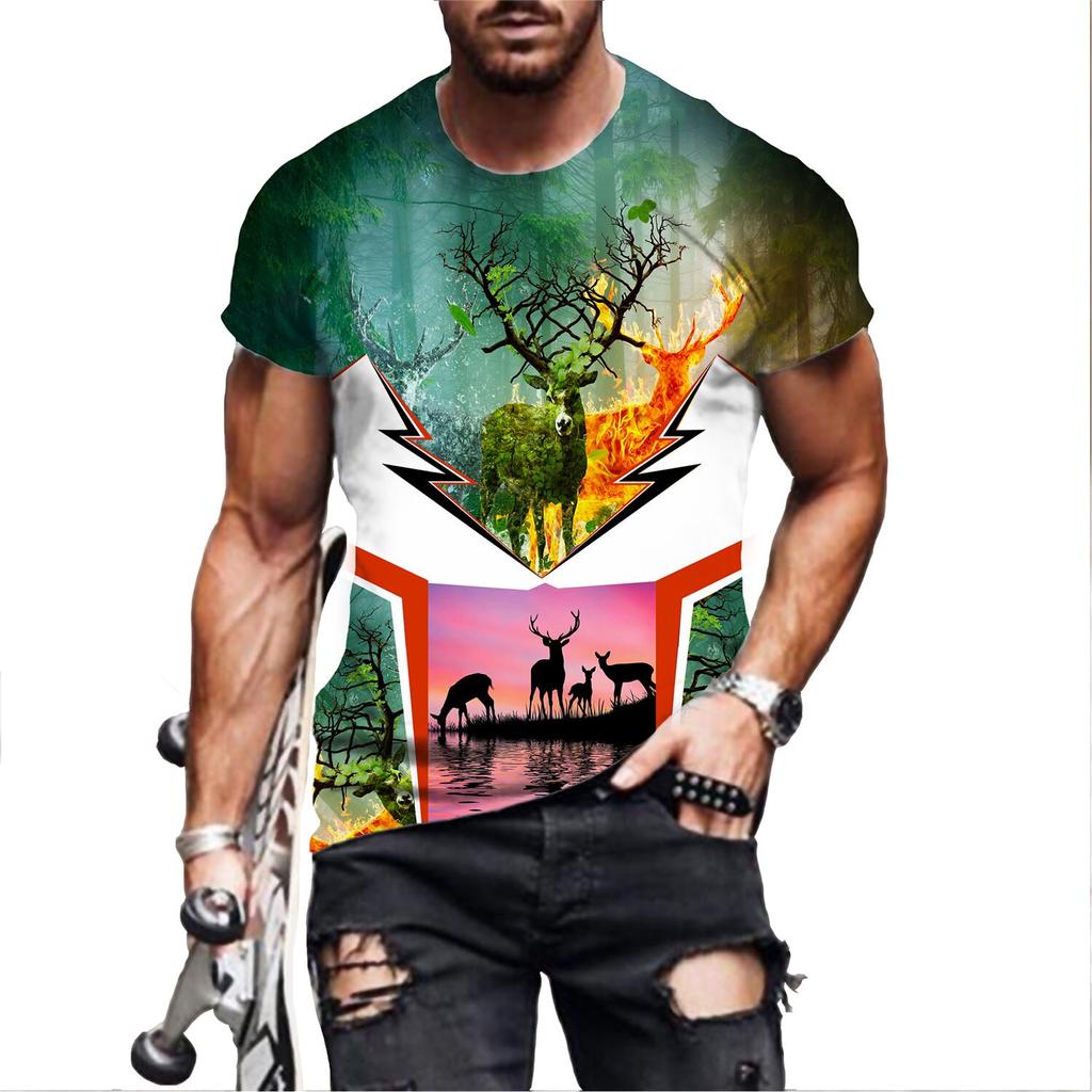 Harajuku Fashion 3D Printe Animal Deer Man T Shirt New Loose Casual Summer Tee Shirt