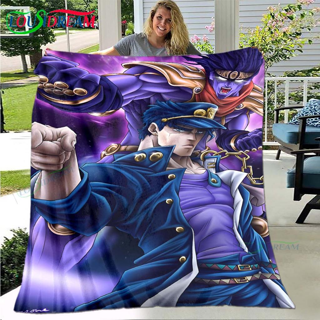Cartoon J-JoJo’s Bizarre Adventure Blanket,Flannel Throw Blanket for Bed Sofa Picnic Office Hiking Leisure Nap Birthday Gift