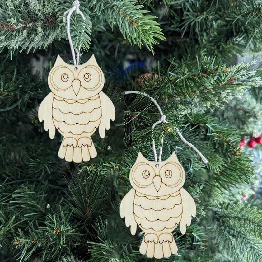 20/30/40 Owl wood Cut pieces, DIY handicrafts, blank wooden ornaments with holes Party decorations, holiday gift decorations