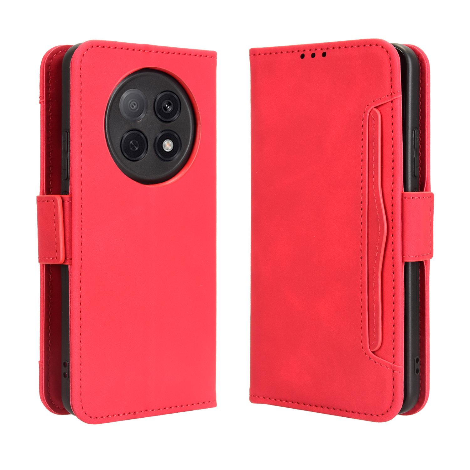 

For Oppo A5 Pro 5G (China)/Oppo F29 Pro 5G (Global) Leather Case Phone Wallet Cover with Multiple Card Slots Red