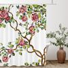 Floral Shower Curtain, Flowers and Birds Texture Fabric  Waterproof Bathroom Curtains with Hooks Bathroom Decor Curtain