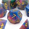 7 Pcs Colorful Golden Number Sharp Edge Resin Dice Polyhedral Dice Suitable for Role-Playing RPG    Board Game