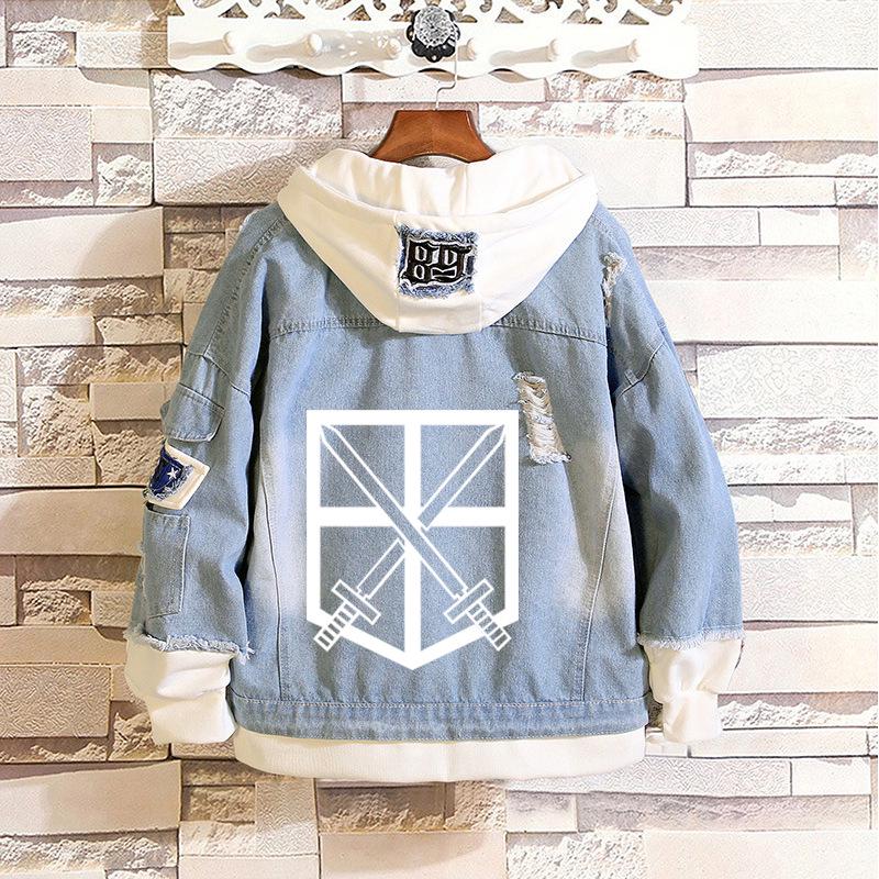 Attack On Titan: Eren, Mikasa, Levi Survey Corps Casual Denim Jacket (Unisex)
