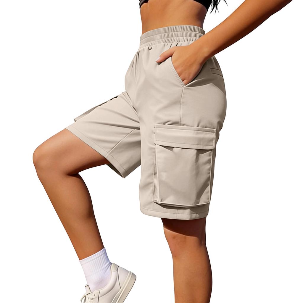 Women's Casual Loose Color Pants Pocket Utility Shorts