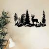 1pc Rust Resistant Iron Deer Forest Wall Art Indoor Outdoor Garden Fence Mural Holiday Decor