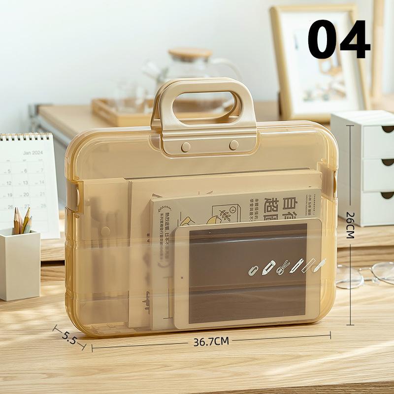 

Transparent A4 Plastic File Box File Storage Box Desktop Storage Portable Calligraphy File Bag Test Paper Data Save Bag