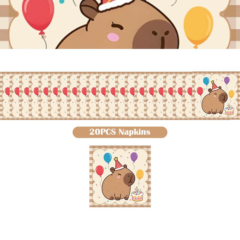 Capybara Decoration Birthday Party Favors Tableware Set Cup Plate Balloons Gift Bags Happy Banner Cake Topper Supplies for Girls