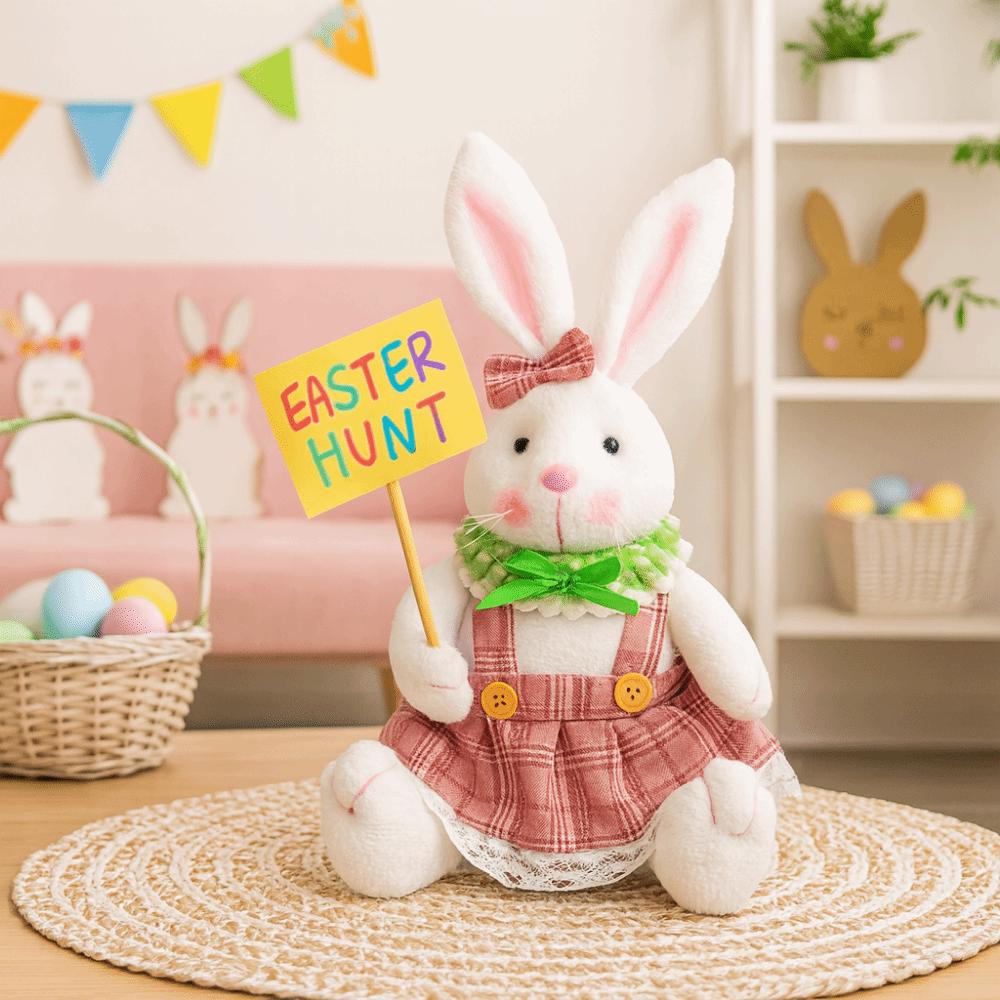 Creative Easter Rabbit Ornament Cute Doll Rabbit Figurine Decoration  Party Scene Prop