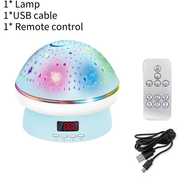 Star Night Projector Light Mushroom Timer Rotation Abs For Kids Gift Bedroom