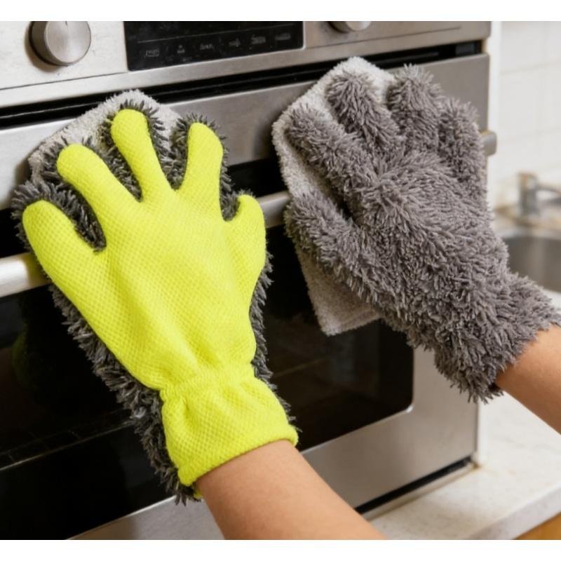 1Pc Five Finger Car Wash Glove Microfiber - Plush Waterproof Cleaning Mitt For Wheel Hub  Auto Detailing
