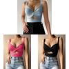 Women Summer Vneck Tank Top With Tiefront Elastic Band For Street Fashion