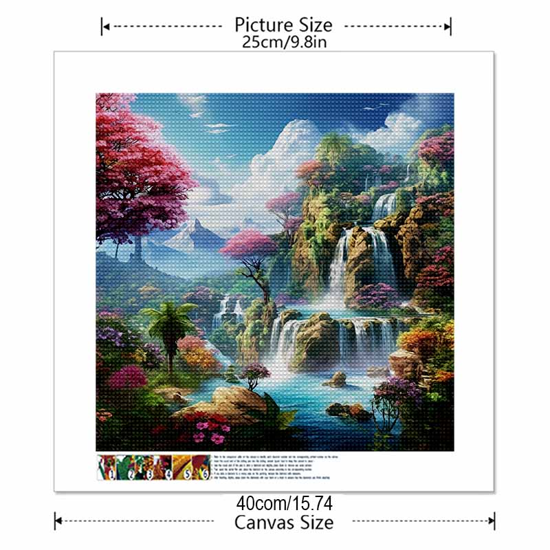 New Arrival 5D DIY Full Circle Diamond Painting "Waterfall" Embroidery Cross Stitch Home Decor Gift