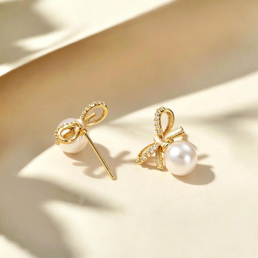 Gold-Plated Silver Needle Freshwater Pearl Flower Earrings - Elegant French Light Luxury for Women