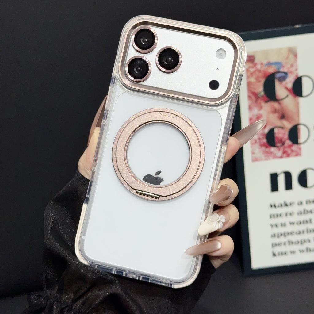 Applicable to iPhone17ProMax color edge magnetic suction bracket mobile phone case Apple 16Pro anti-drop 15 protective case