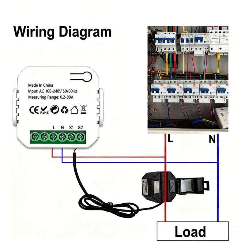 Intelligent Home Energy Monitor 80A Current Voltage Changer Clamp Power monitors Electricity Statistics Monitoring Device