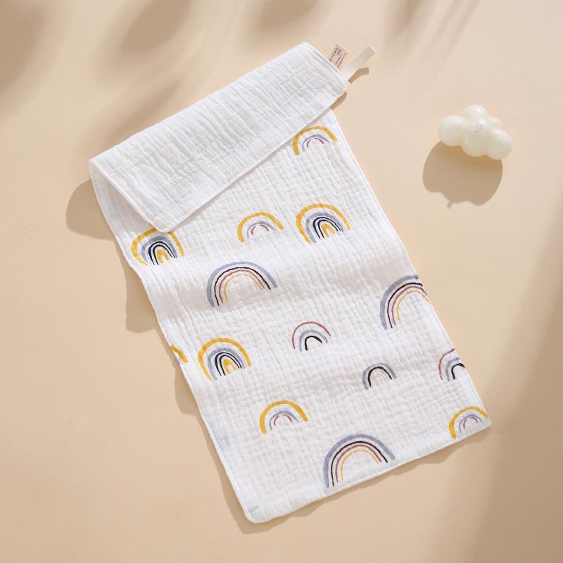 Children'S Towel Four-Layer Pure Cotton Gauze Saliva Towel Baby Face Towel Newborn Crepe Printed Soft Small Square Towel