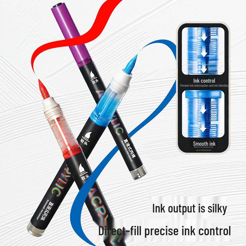 Soft Tip Liquid Ink Acrylic Marker Pen Set - 60 Colors for Student Art and Layering Techniques