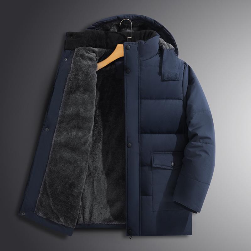 Dad's Winter Warm Plus Velvet Thick Cotton Jacket for Middle-Aged Men