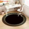 Nature Stream Moss Round Area Rug Green Grass Circular Floor Carpet Stone Flower Landscape Welcome Mat for Living Room Decor