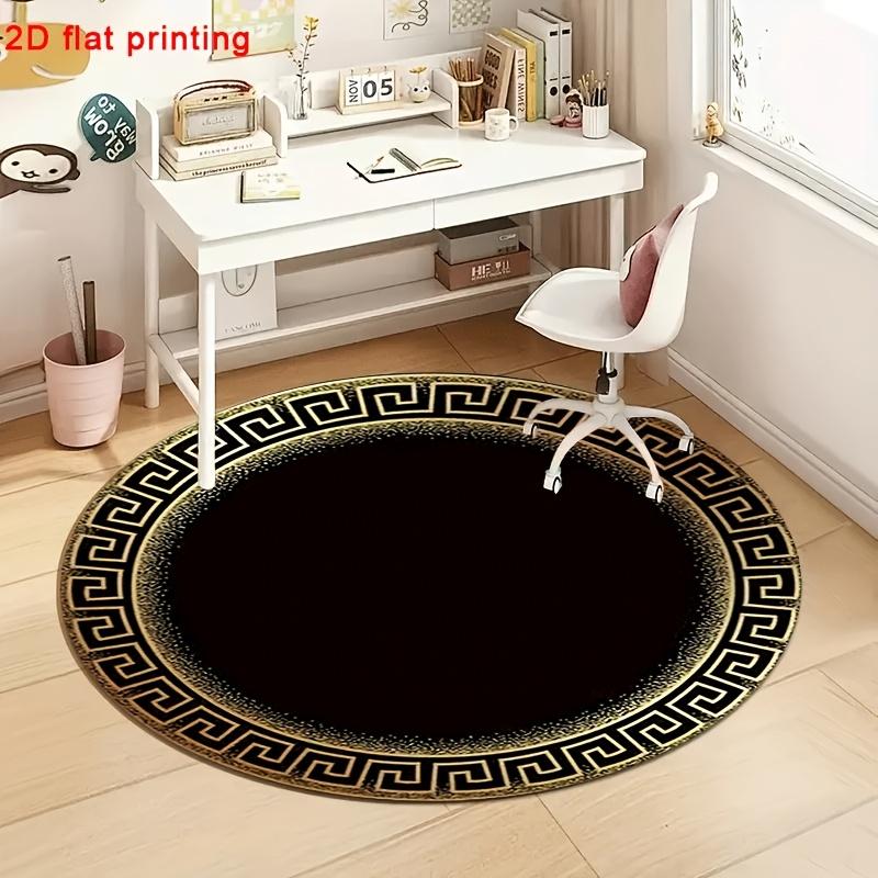 Nature Stream Moss Round Area Rug Green Grass Circular Floor Carpet Stone Flower Landscape Welcome Mat for Living Room Decor