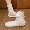 fashion 2024 Winter New Fashion Women's Solid Color Plush Flower Decorated Cotton Mops